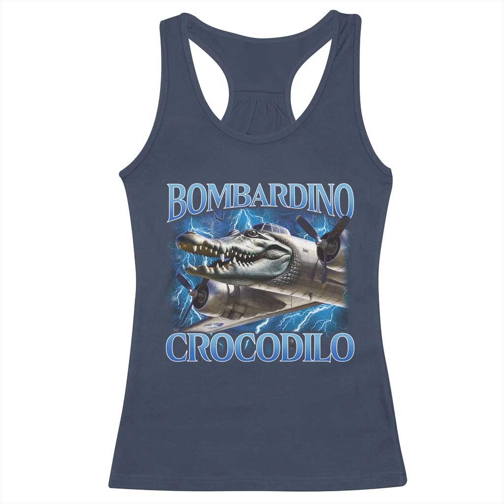 Bombardino Crocodilo Racerback Tank Top Internet Memes Italian Brainrot