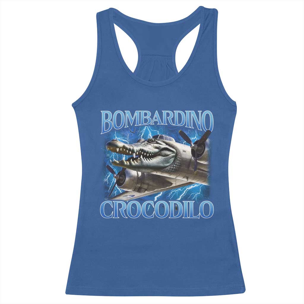 Bombardino Crocodilo Racerback Tank Top Internet Memes Italian Brainrot