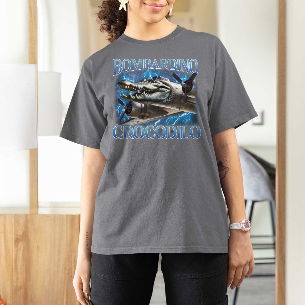 Bombardino Crocodilo T Shirt For Women Internet Memes Italian Brainrot