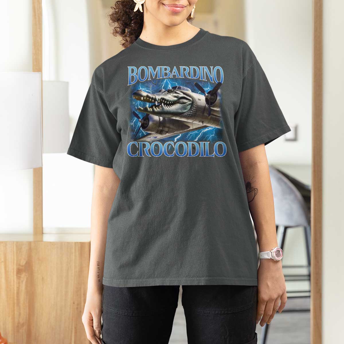 Bombardino Crocodilo T Shirt For Women Internet Memes Italian Brainrot