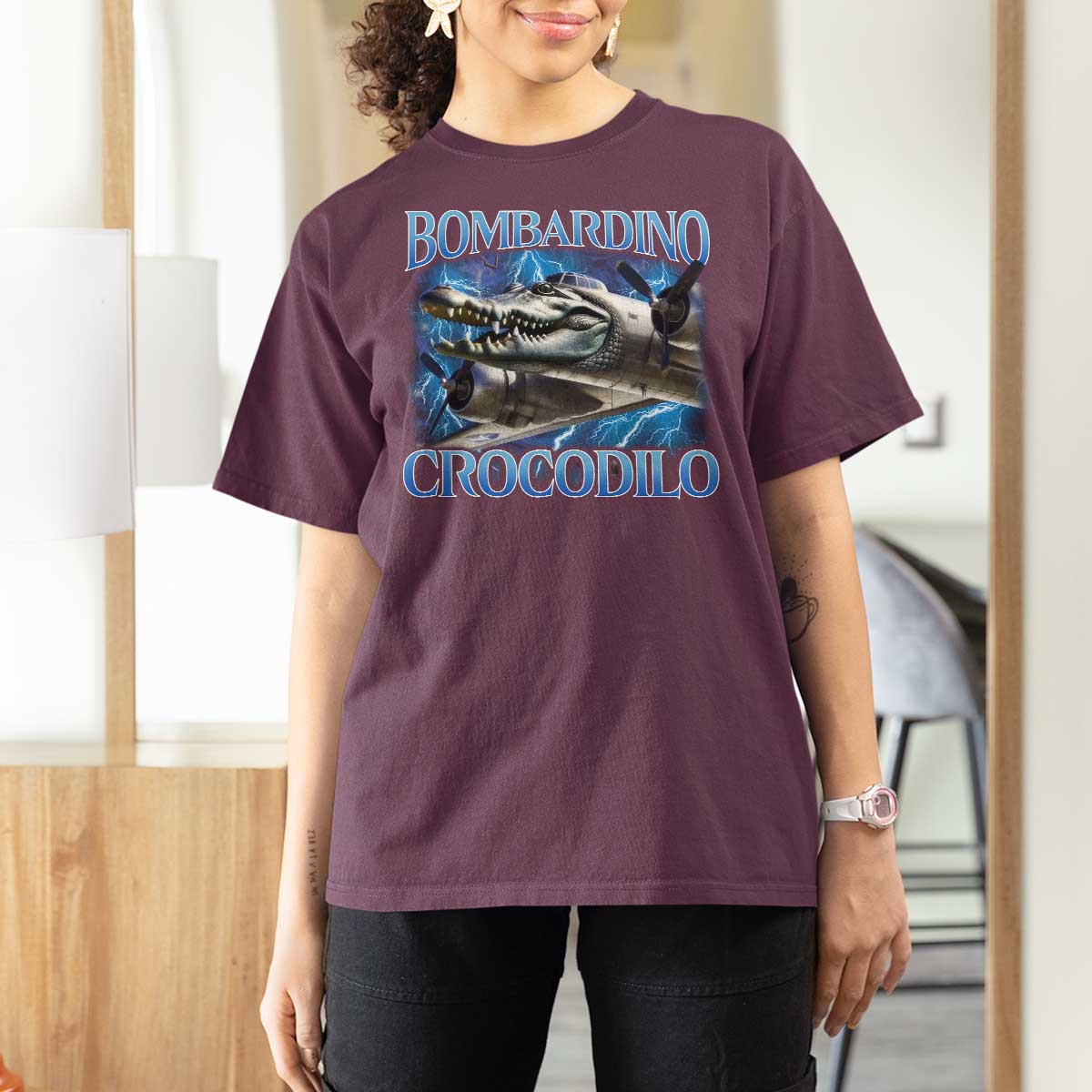 Bombardino Crocodilo T Shirt For Women Internet Memes Italian Brainrot