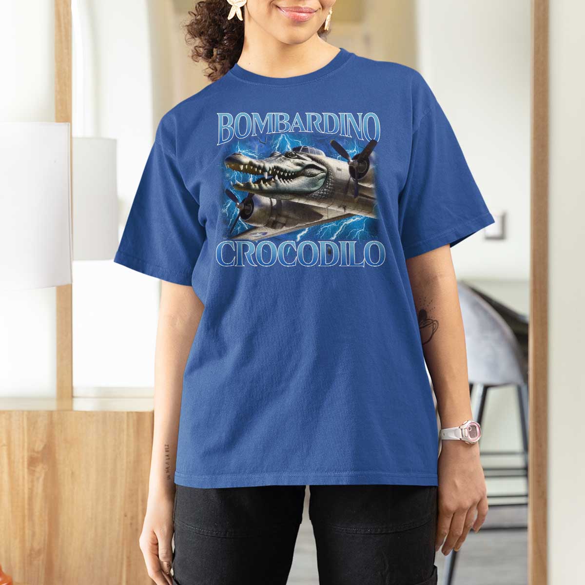 Bombardino Crocodilo T Shirt For Women Internet Memes Italian Brainrot