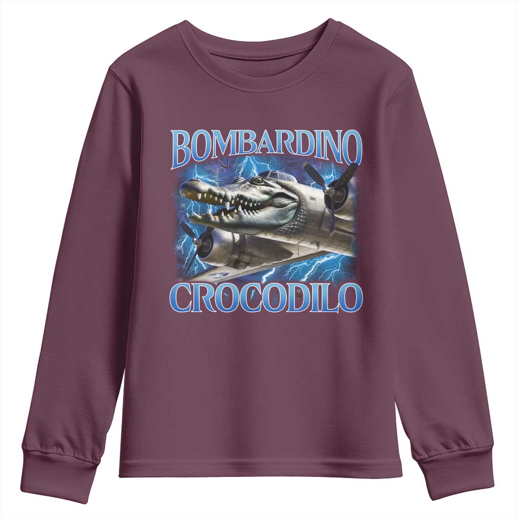 Bombardino Crocodilo Youth Sweatshirt Internet Memes Italian Brainrot