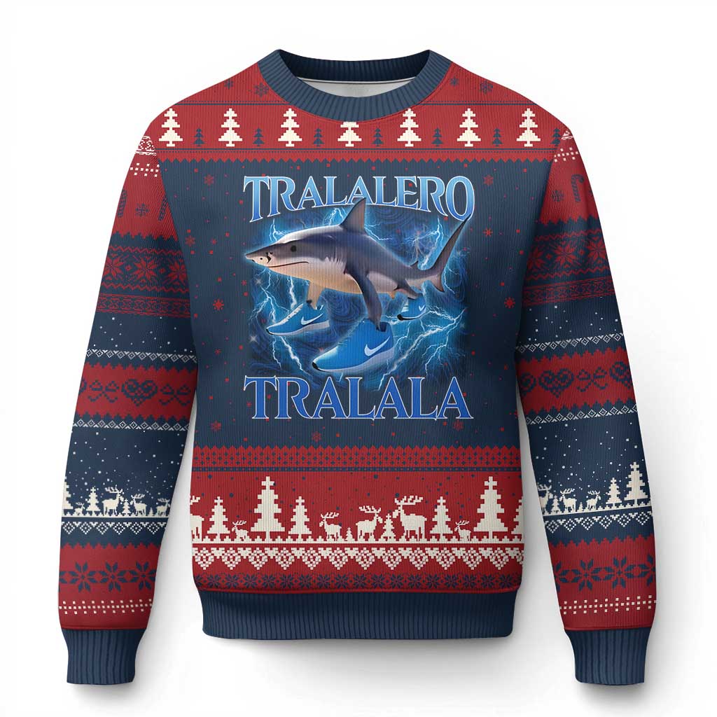 Tralalero Tralala Shark Ugly Christmas Sweater Funny Internet Brainrot Memes Gen Alpha - Wonder Print Shop