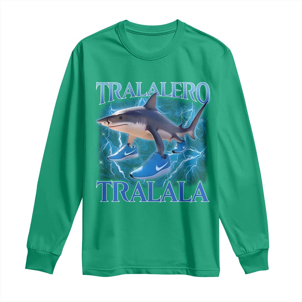 Tralalero Tralala Shark Long Sleeve Shirt Funny Internet Brainrot Memes Gen Alpha - Wonder Print Shop