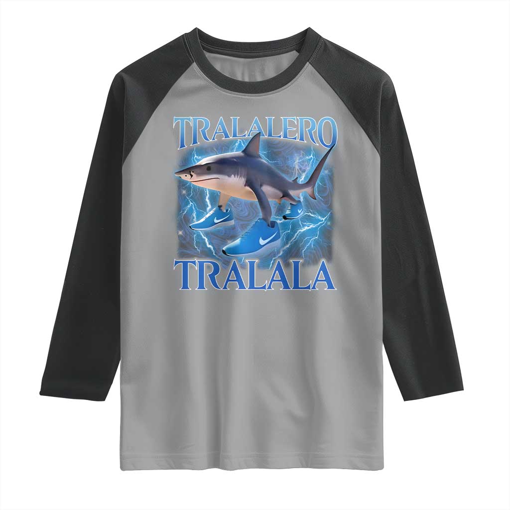 Tralalero Tralala Shark Raglan Shirt Funny Internet Brainrot Memes Gen Alpha - Wonder Print Shop