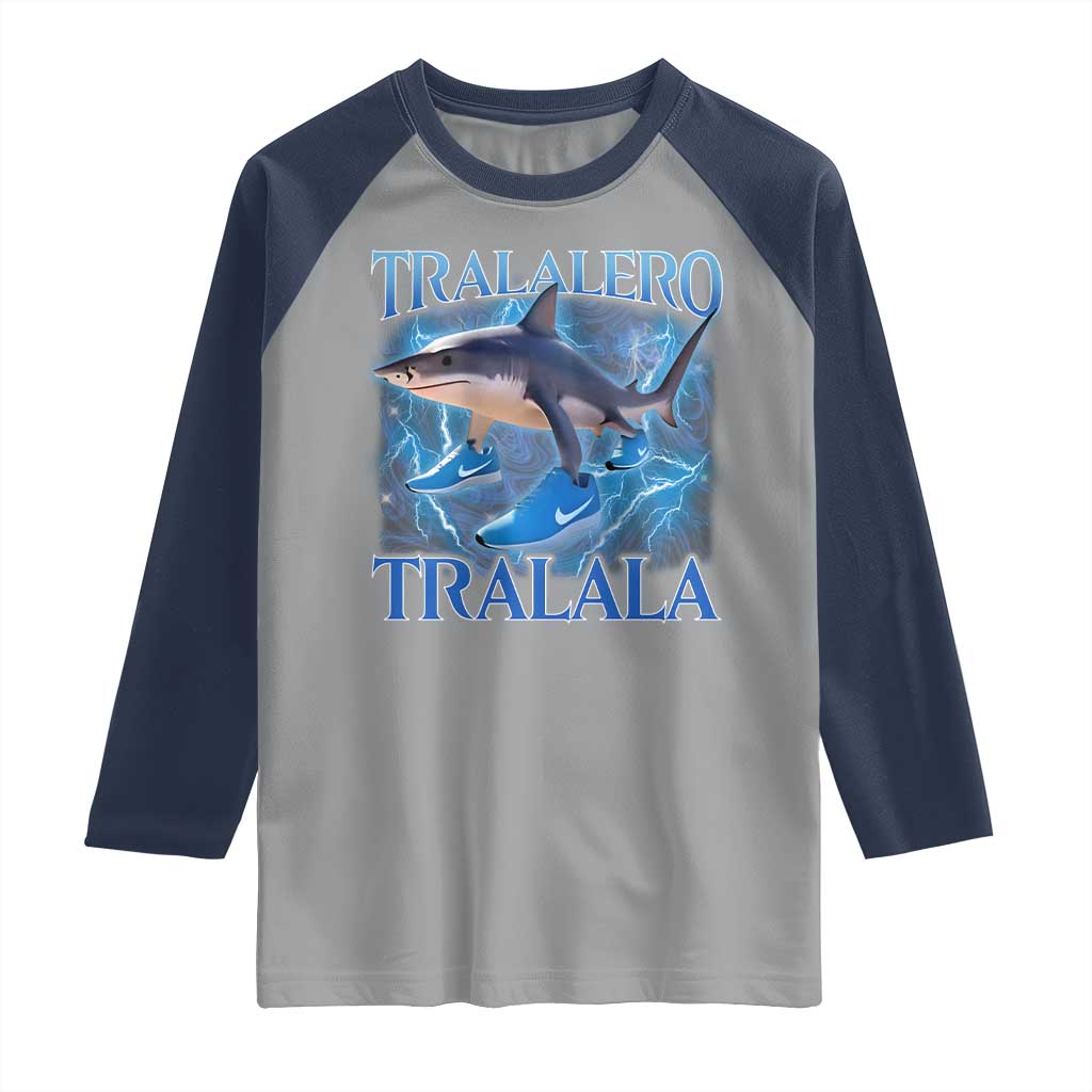 Tralalero Tralala Shark Raglan Shirt Funny Internet Brainrot Memes Gen Alpha - Wonder Print Shop