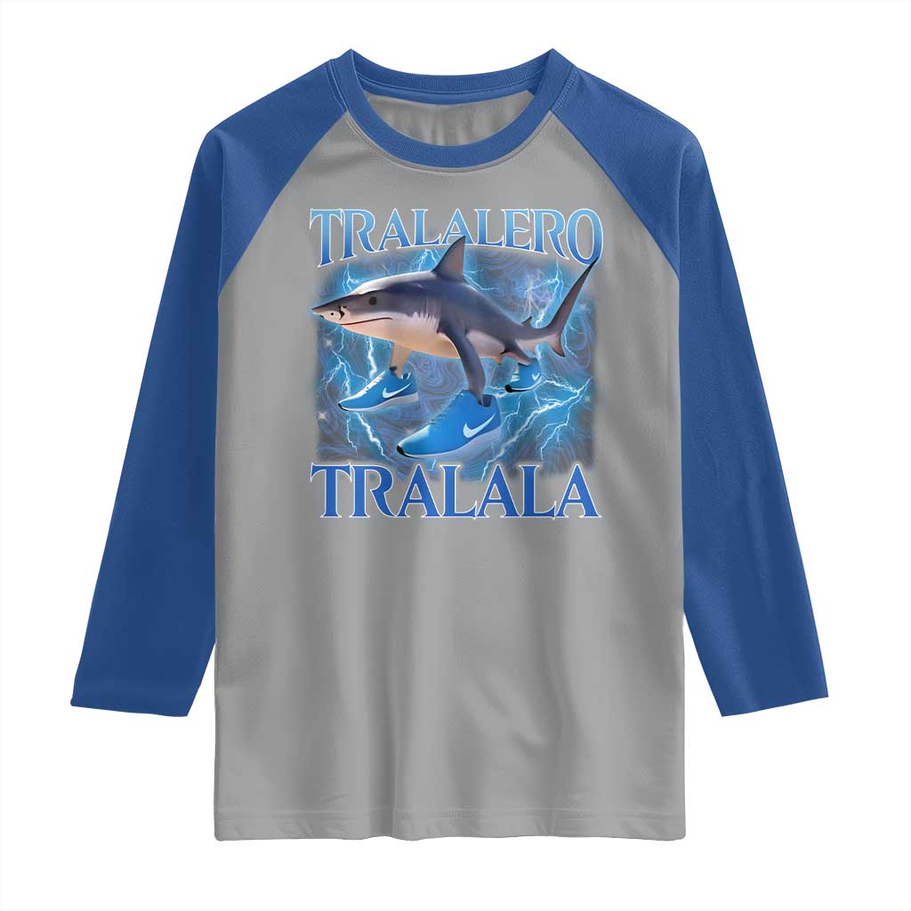 Tralalero Tralala Shark Raglan Shirt Funny Internet Brainrot Memes Gen Alpha - Wonder Print Shop