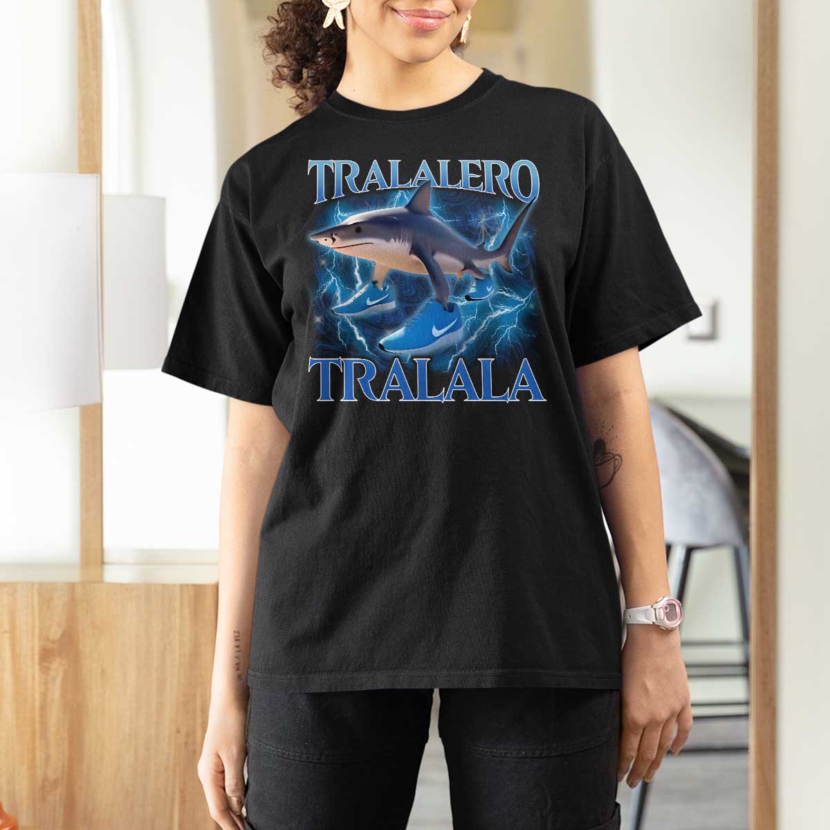 Tralalero Tralala Shark T Shirt For Women Funny Internet Brainrot Memes Gen Alpha - Wonder Print Shop
