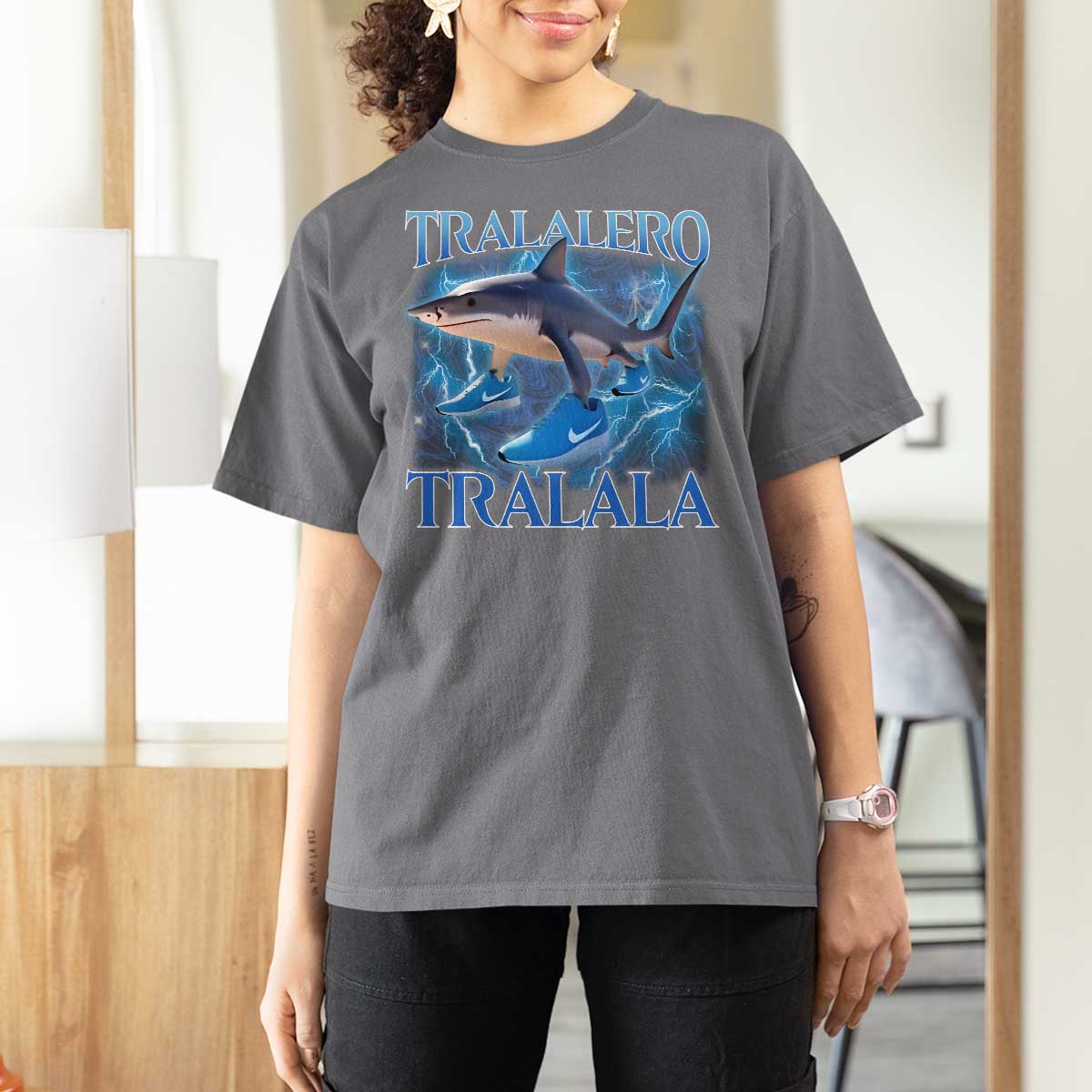 Tralalero Tralala Shark T Shirt For Women Funny Internet Brainrot Memes Gen Alpha - Wonder Print Shop
