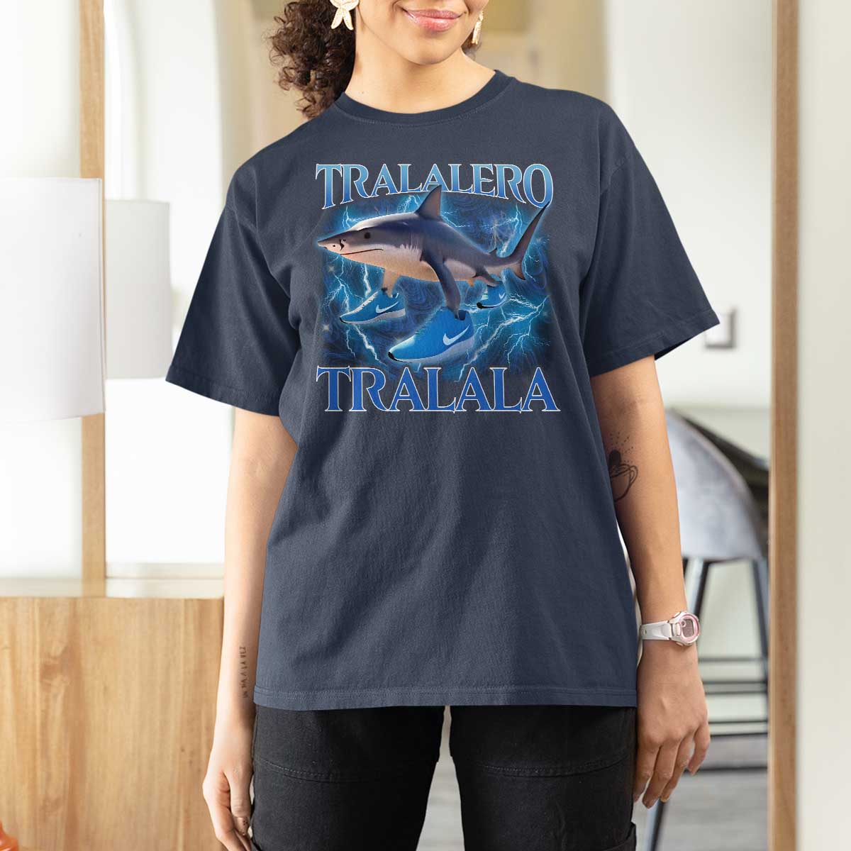Tralalero Tralala Shark T Shirt For Women Funny Internet Brainrot Memes Gen Alpha - Wonder Print Shop