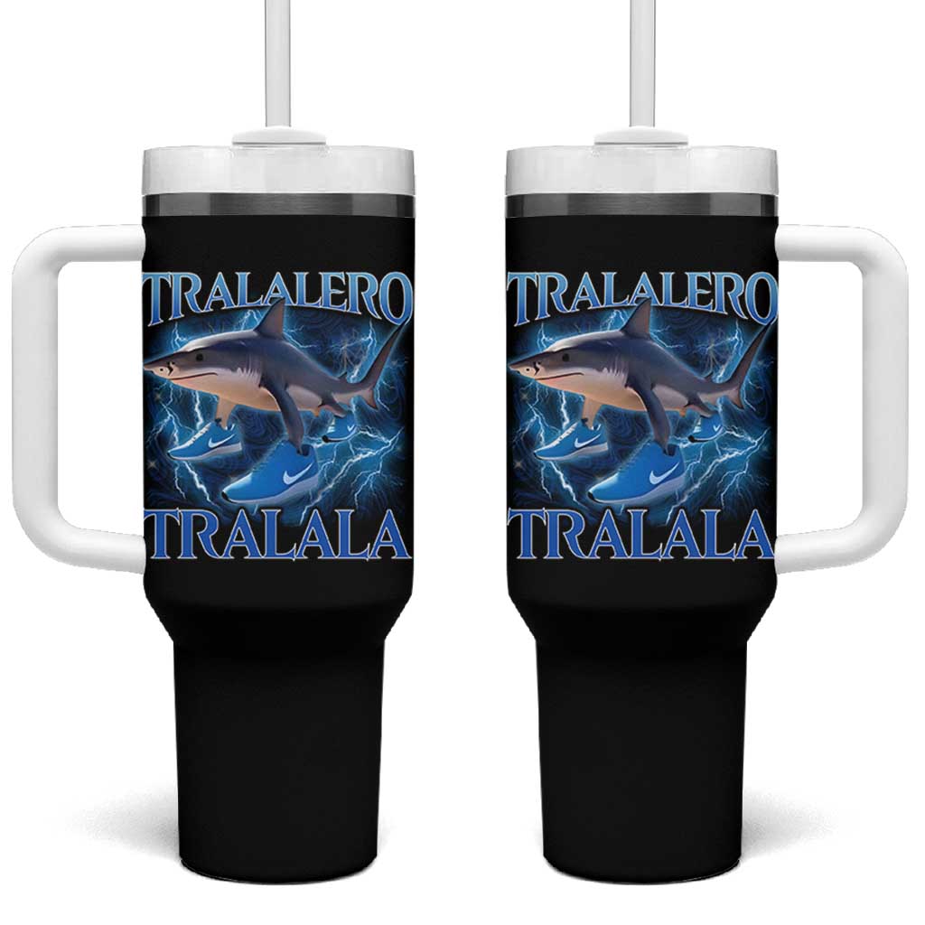 Tralalero Tralala Shark Tumbler With Handle Funny Internet Brainrot Memes Gen Alpha - Wonder Print Shop