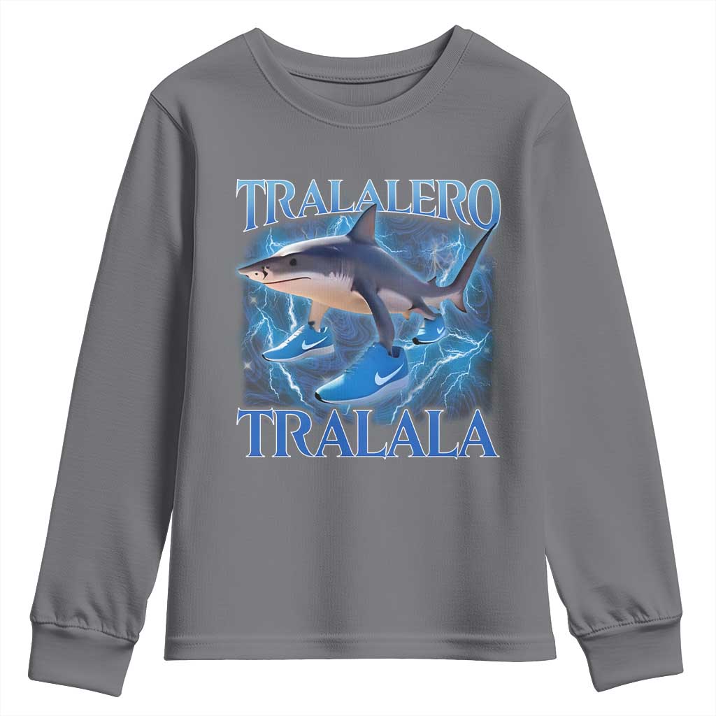 Tralalero Tralala Shark Youth Sweatshirt Funny Internet Brainrot Memes Gen Alpha - Wonder Print Shop