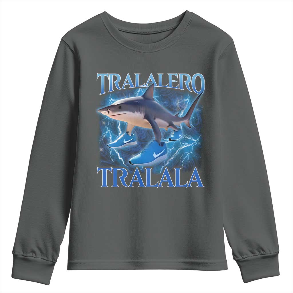 Tralalero Tralala Shark Youth Sweatshirt Funny Internet Brainrot Memes Gen Alpha - Wonder Print Shop
