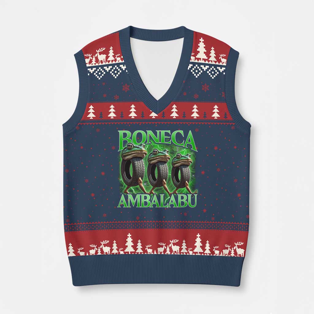 Boneca Ambalabu Frog V-Neck Knit Sweater Vest Funny Internet Brainrot Memes Gen Alpha - Wonder Print Shop