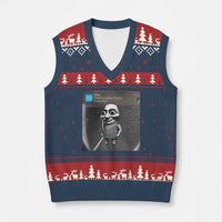 Italian Brainrot Tung Tung Tung Sahur V-Neck Knit Sweater Vest Internet Memes Ring with Motion - Wonder Print Shop