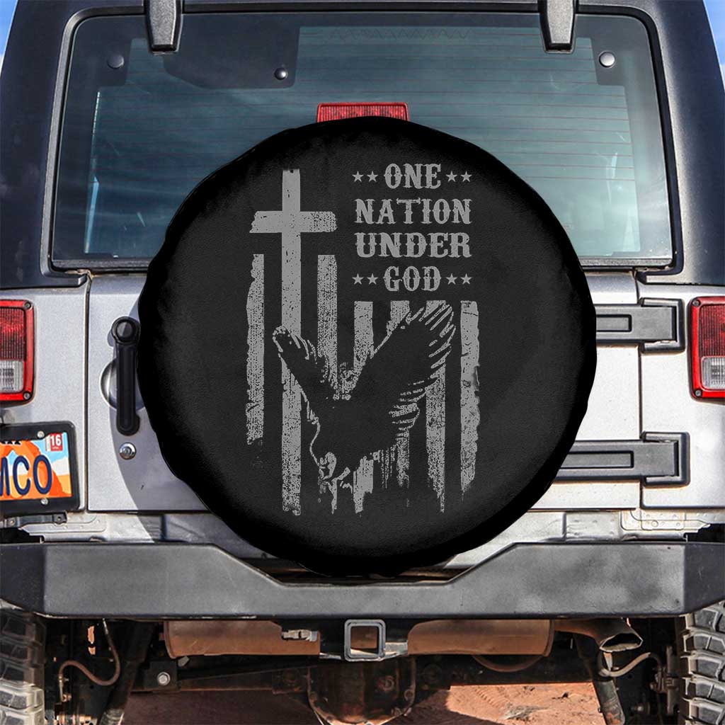 One Nation Under God Spare Tire Cover American Flag Bald Eagle 4th Of July Patriotic Christian - Wonder Print Shop