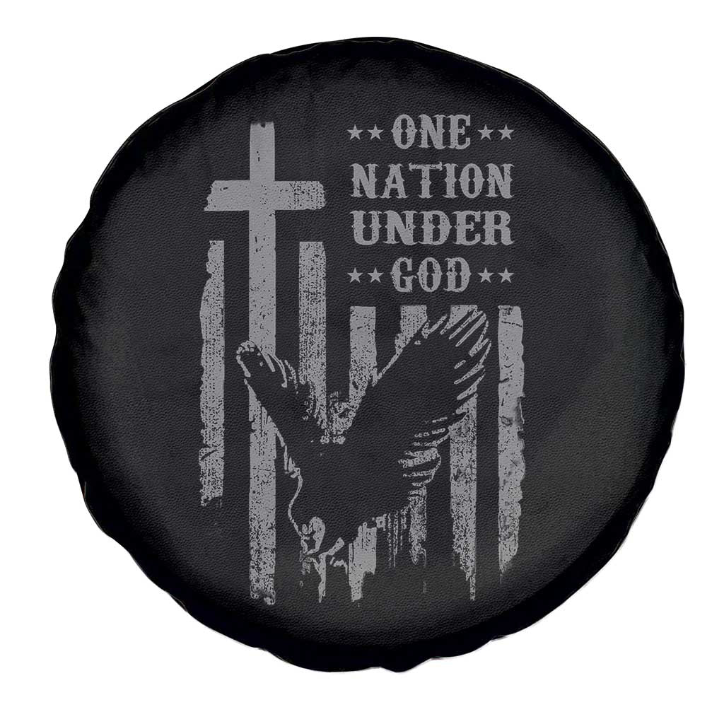 One Nation Under God Spare Tire Cover American Flag Bald Eagle 4th Of July Patriotic Christian - Wonder Print Shop