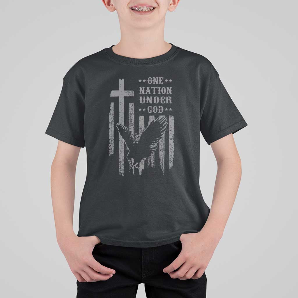 One Nation Under God T Shirt For Kid American Flag Bald Eagle 4th Of July Patriotic Christian - Wonder Print Shop