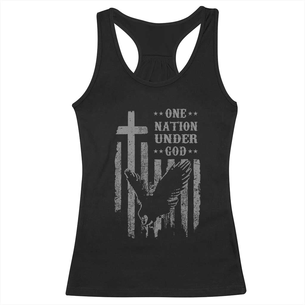 One Nation Under God Racerback Tank Top American Flag Bald Eagle 4th Of July Patriotic Christian - Wonder Print Shop