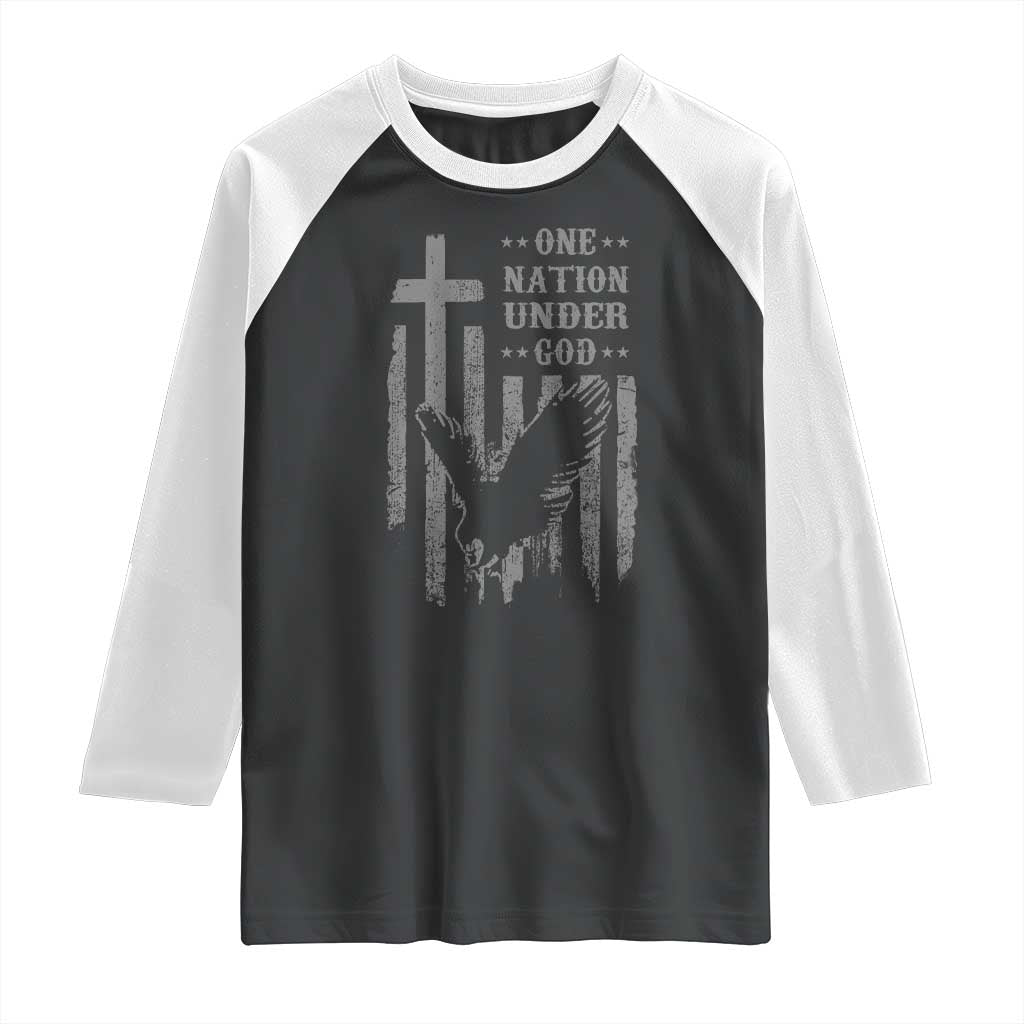 One Nation Under God Raglan Shirt American Flag Bald Eagle 4th Of July Patriotic Christian - Wonder Print Shop
