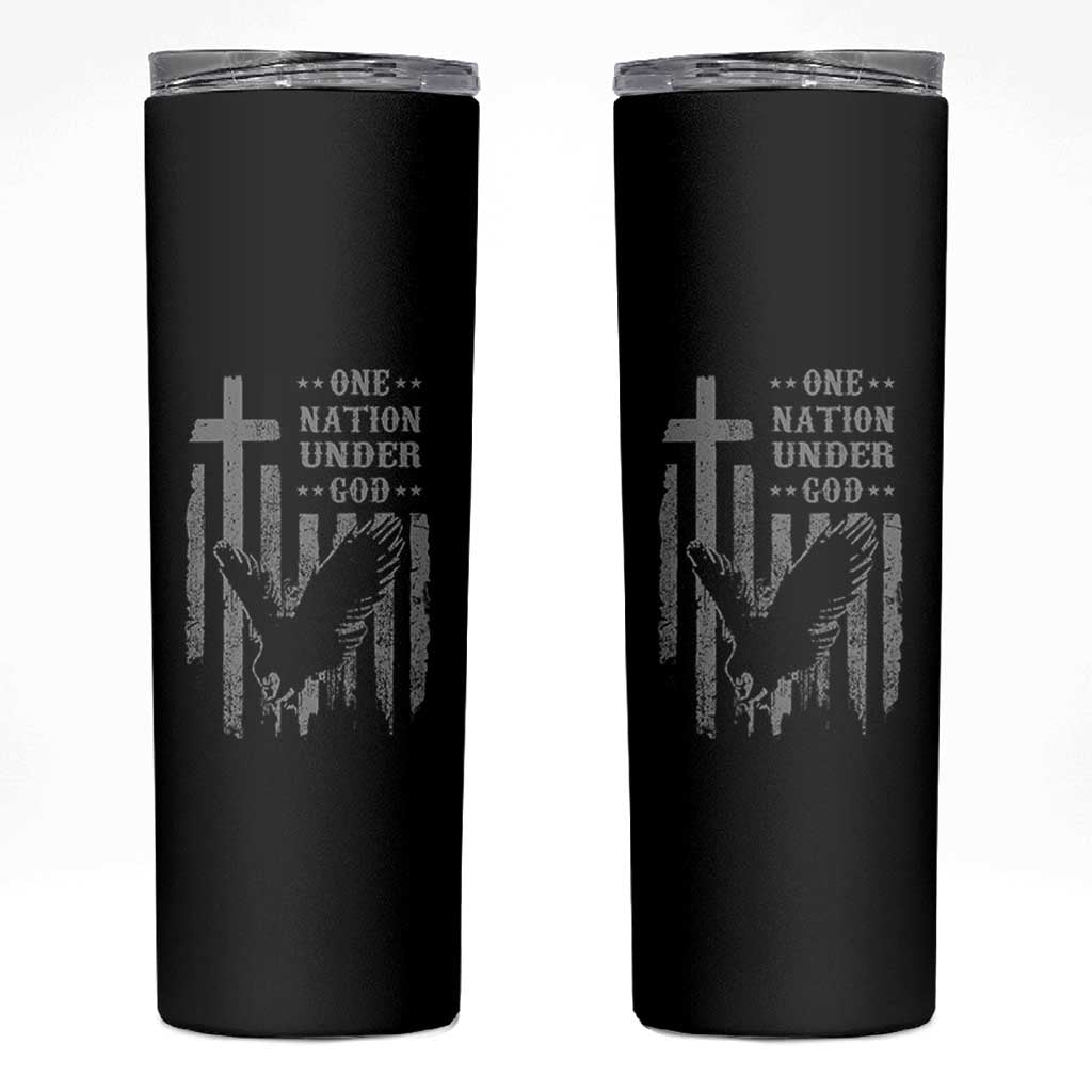 One Nation Under God Skinny Tumbler American Flag Bald Eagle 4th Of July Patriotic Christian - Wonder Print Shop