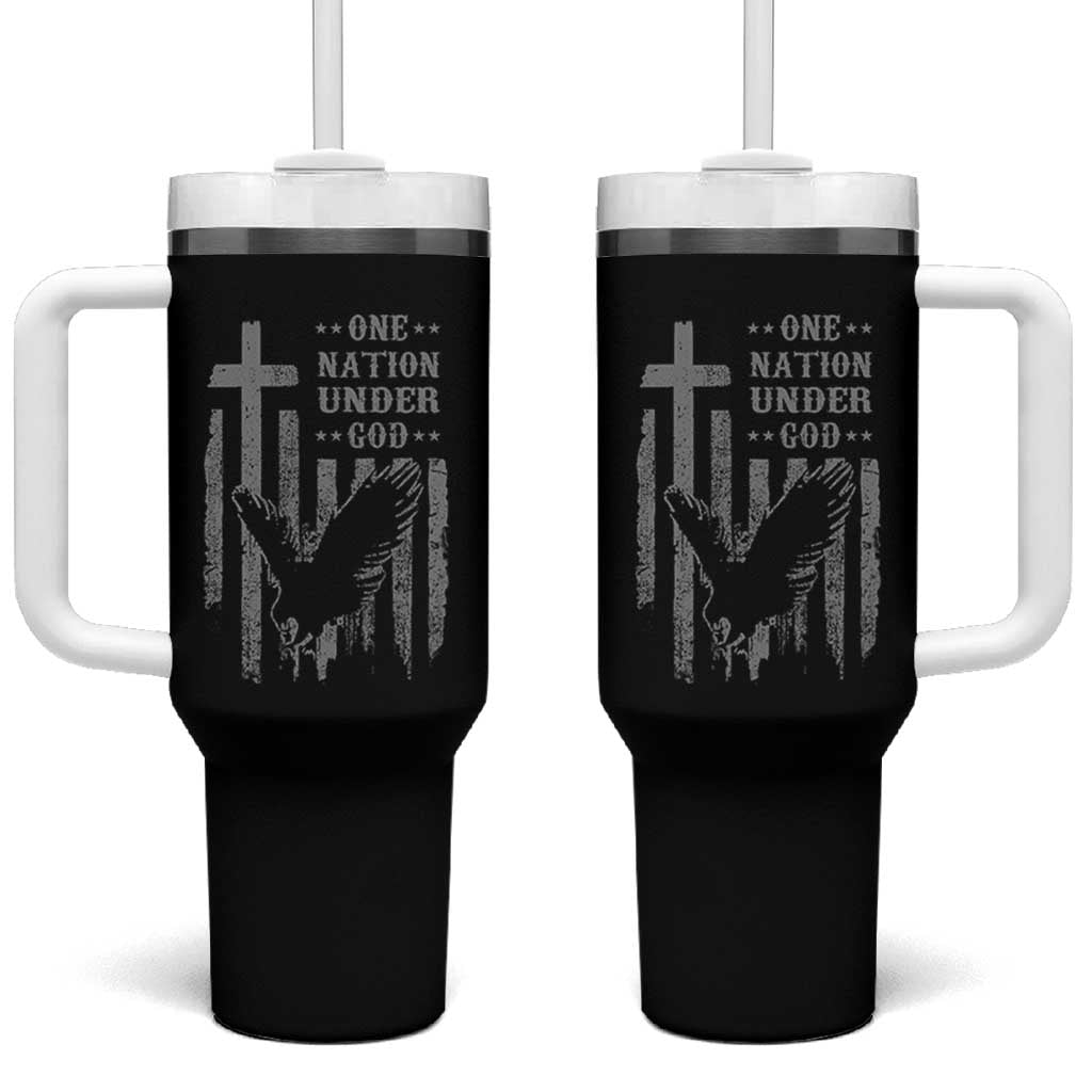 One Nation Under God Tumbler With Handle American Flag Bald Eagle 4th Of July Patriotic Christian - Wonder Print Shop
