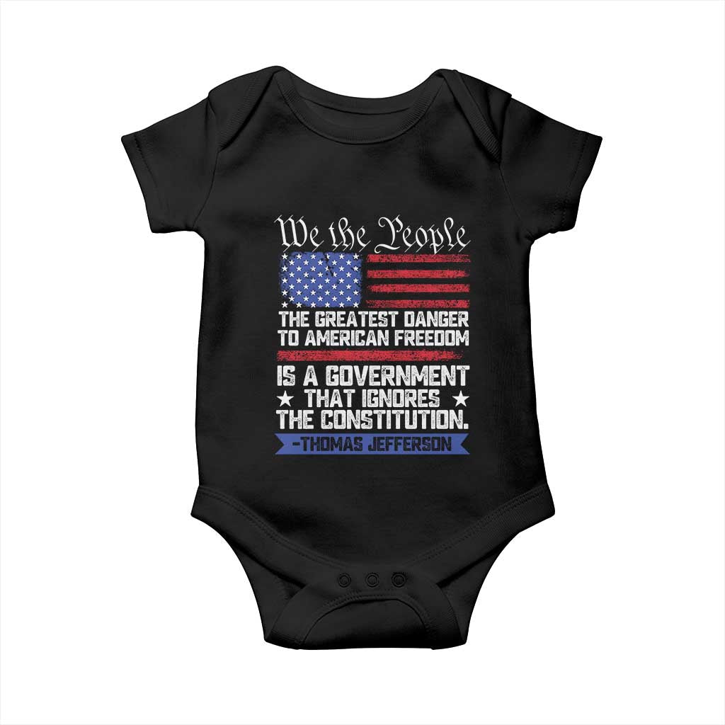 Thomas Jefferson Baby Onesie The Greatest Danger To Freedom Patriotic USA Flag - Wonder Print Shop