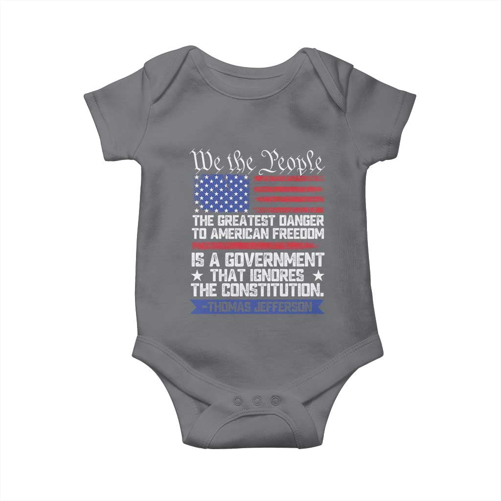 Thomas Jefferson Baby Onesie The Greatest Danger To Freedom Patriotic USA Flag - Wonder Print Shop