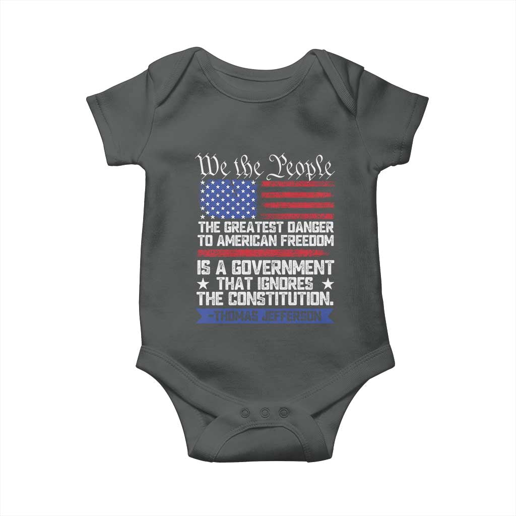 Thomas Jefferson Baby Onesie The Greatest Danger To Freedom Patriotic USA Flag - Wonder Print Shop
