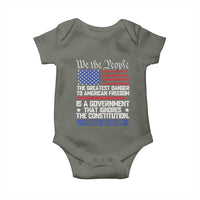Thomas Jefferson Baby Onesie The Greatest Danger To Freedom Patriotic USA Flag - Wonder Print Shop