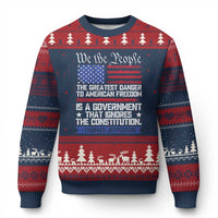 Thomas Jefferson Ugly Christmas Sweater The Greatest Danger To Freedom Patriotic USA Flag - Wonder Print Shop