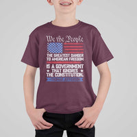 Thomas Jefferson T Shirt For Kid The Greatest Danger To Freedom Patriotic USA Flag - Wonder Print Shop