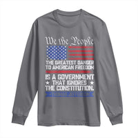 Thomas Jefferson Long Sleeve Shirt The Greatest Danger To Freedom Patriotic USA Flag - Wonder Print Shop