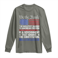 Thomas Jefferson Long Sleeve Shirt The Greatest Danger To Freedom Patriotic USA Flag - Wonder Print Shop
