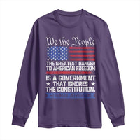 Thomas Jefferson Long Sleeve Shirt The Greatest Danger To Freedom Patriotic USA Flag - Wonder Print Shop