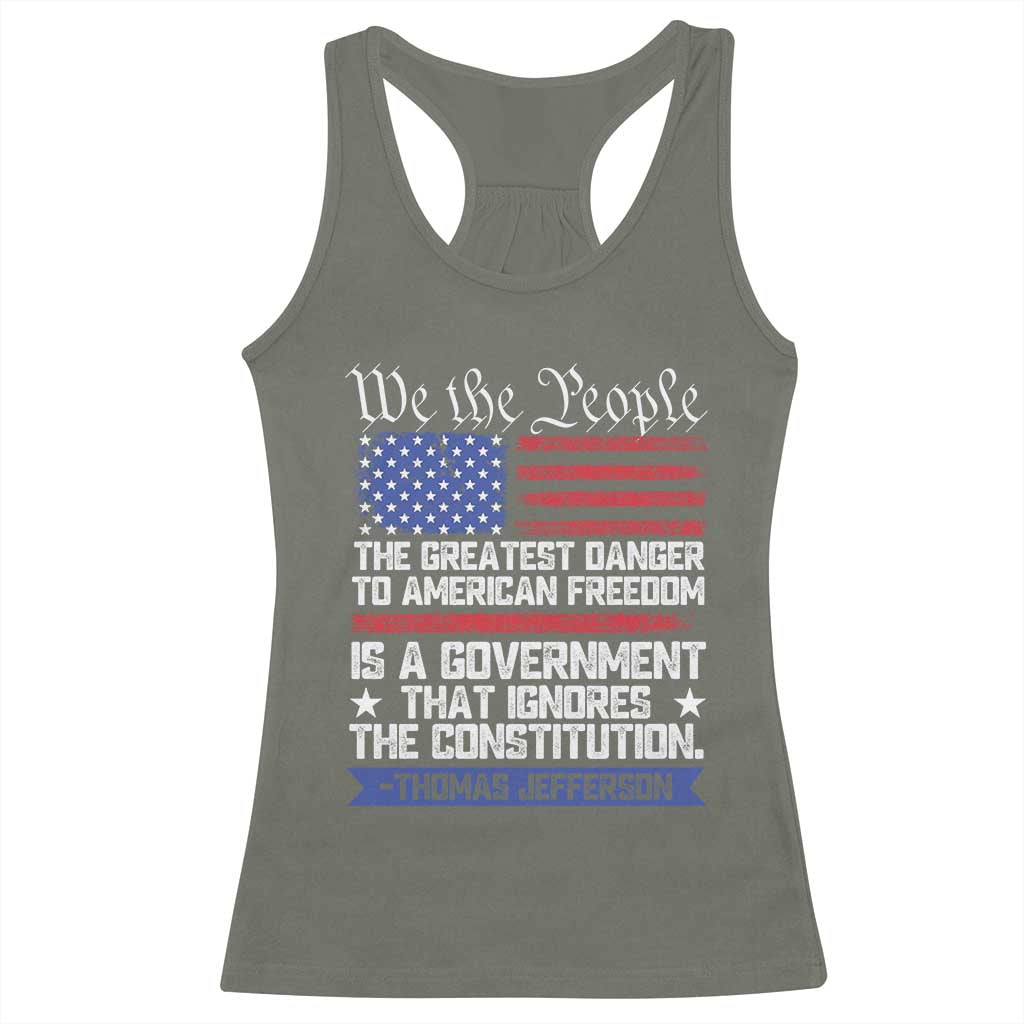 Thomas Jefferson Racerback Tank Top The Greatest Danger To Freedom Patriotic USA Flag - Wonder Print Shop