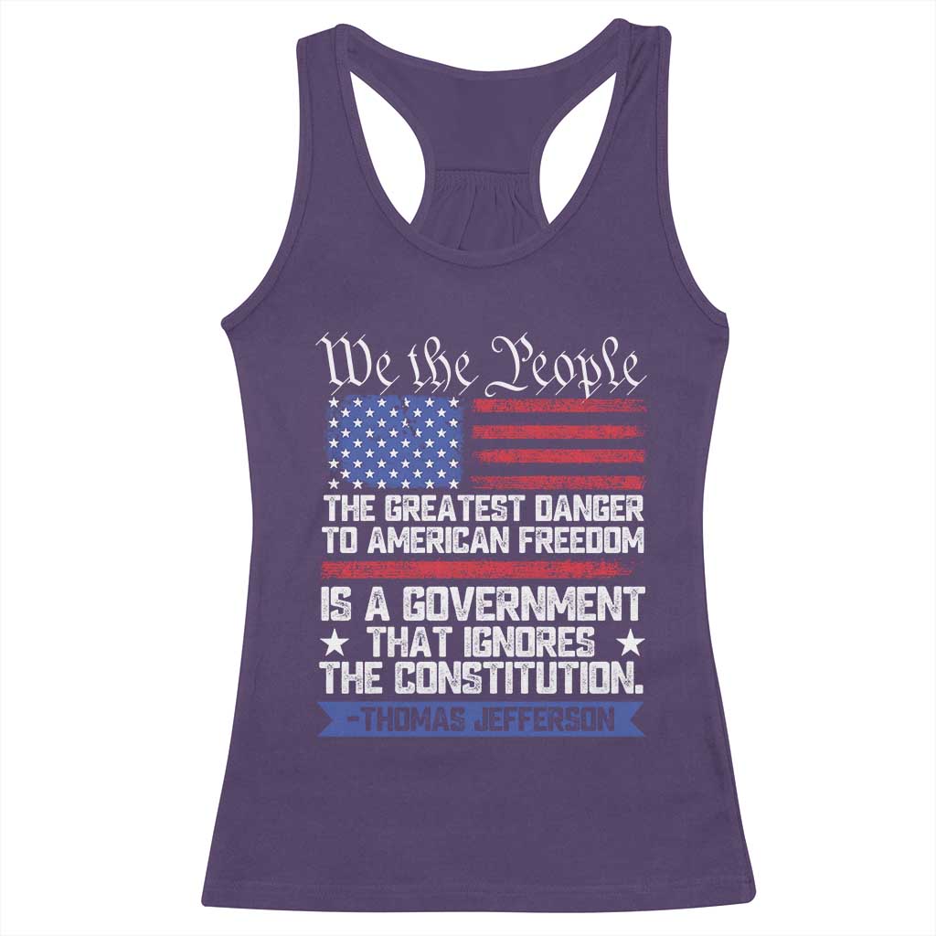 Thomas Jefferson Racerback Tank Top The Greatest Danger To Freedom Patriotic USA Flag - Wonder Print Shop