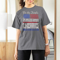 Thomas Jefferson T Shirt For Women The Greatest Danger To Freedom Patriotic USA Flag - Wonder Print Shop