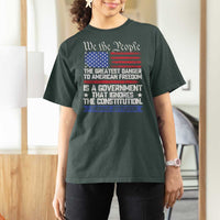 Thomas Jefferson T Shirt For Women The Greatest Danger To Freedom Patriotic USA Flag - Wonder Print Shop