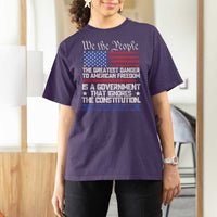 Thomas Jefferson T Shirt For Women The Greatest Danger To Freedom Patriotic USA Flag - Wonder Print Shop