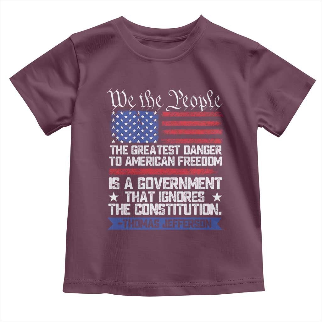 Thomas Jefferson Toddler T Shirt The Greatest Danger To Freedom Patriotic USA Flag - Wonder Print Shop