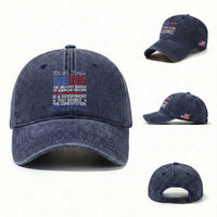 Thomas Jefferson Washed Cotton Baseball Cap The Greatest Danger To Freedom Patriotic USA Flag