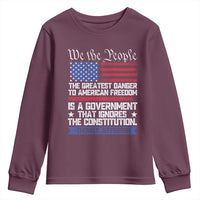 Thomas Jefferson Youth Sweatshirt The Greatest Danger To Freedom Patriotic USA Flag - Wonder Print Shop