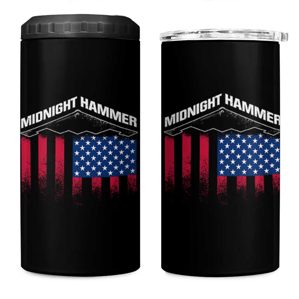 Operation Midnight Hammer 4 in 1 Can Cooler Tumbler Tactical Warfare Jets Bombers Military American Flag