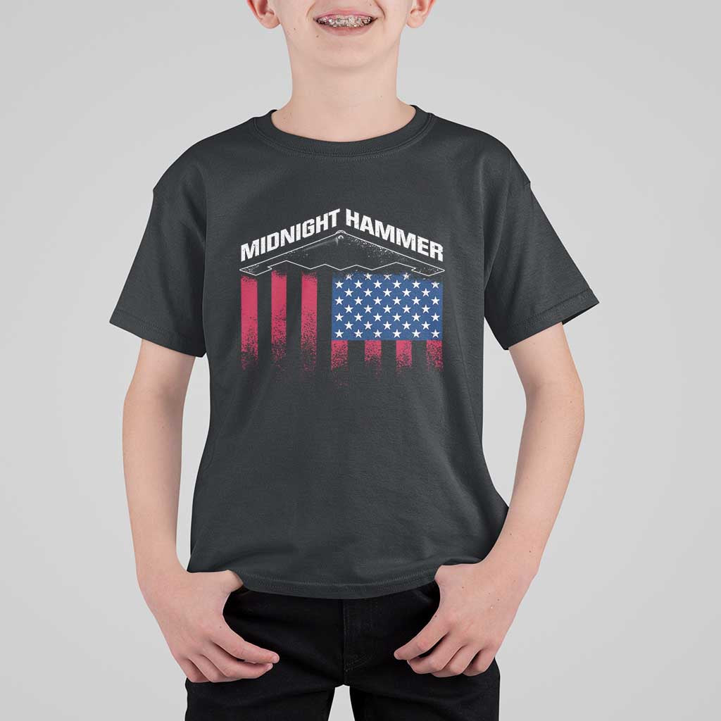 Operation Midnight Hammer T Shirt For Kid Tactical Warfare Jets Bombers Military American Flag