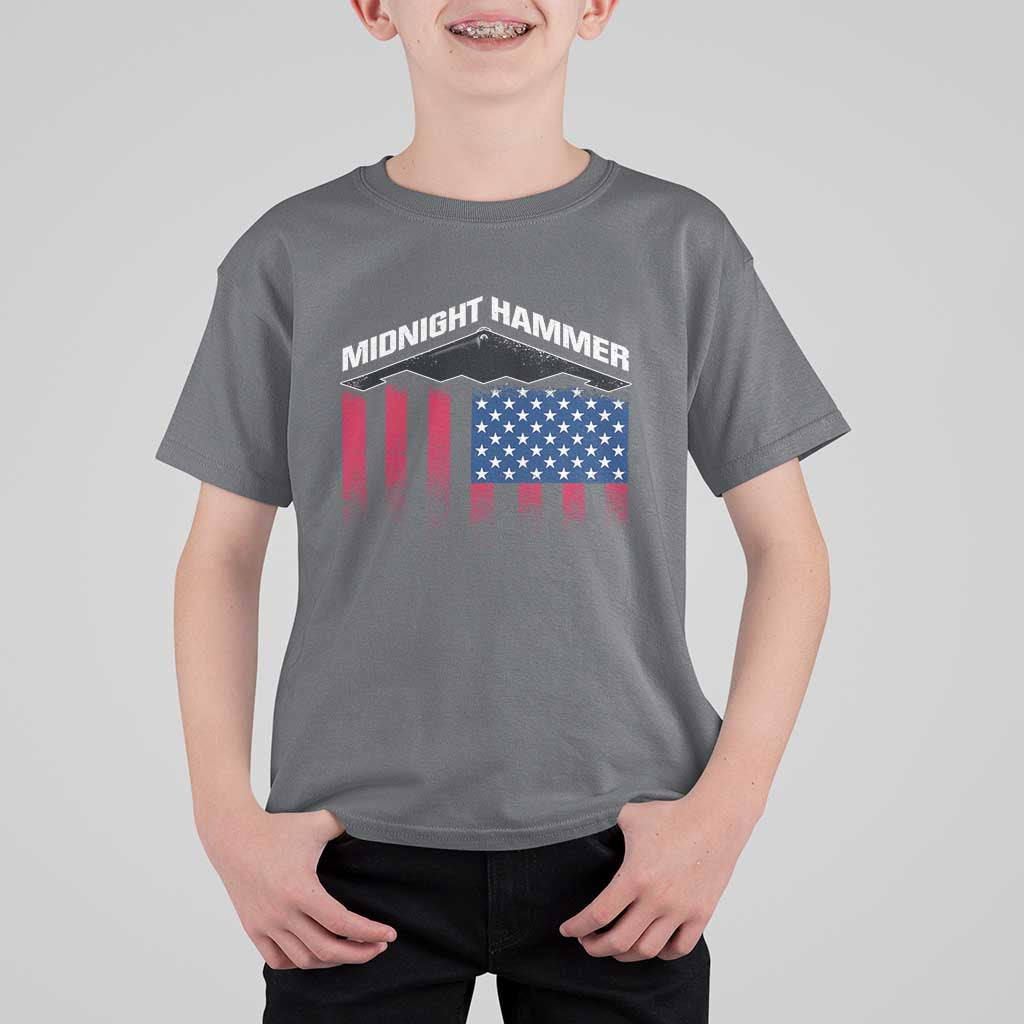 Operation Midnight Hammer T Shirt For Kid Tactical Warfare Jets Bombers Military American Flag