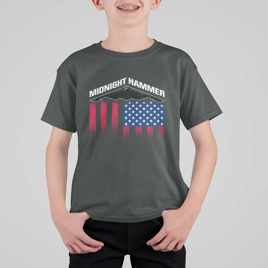 Operation Midnight Hammer T Shirt For Kid Tactical Warfare Jets Bombers Military American Flag