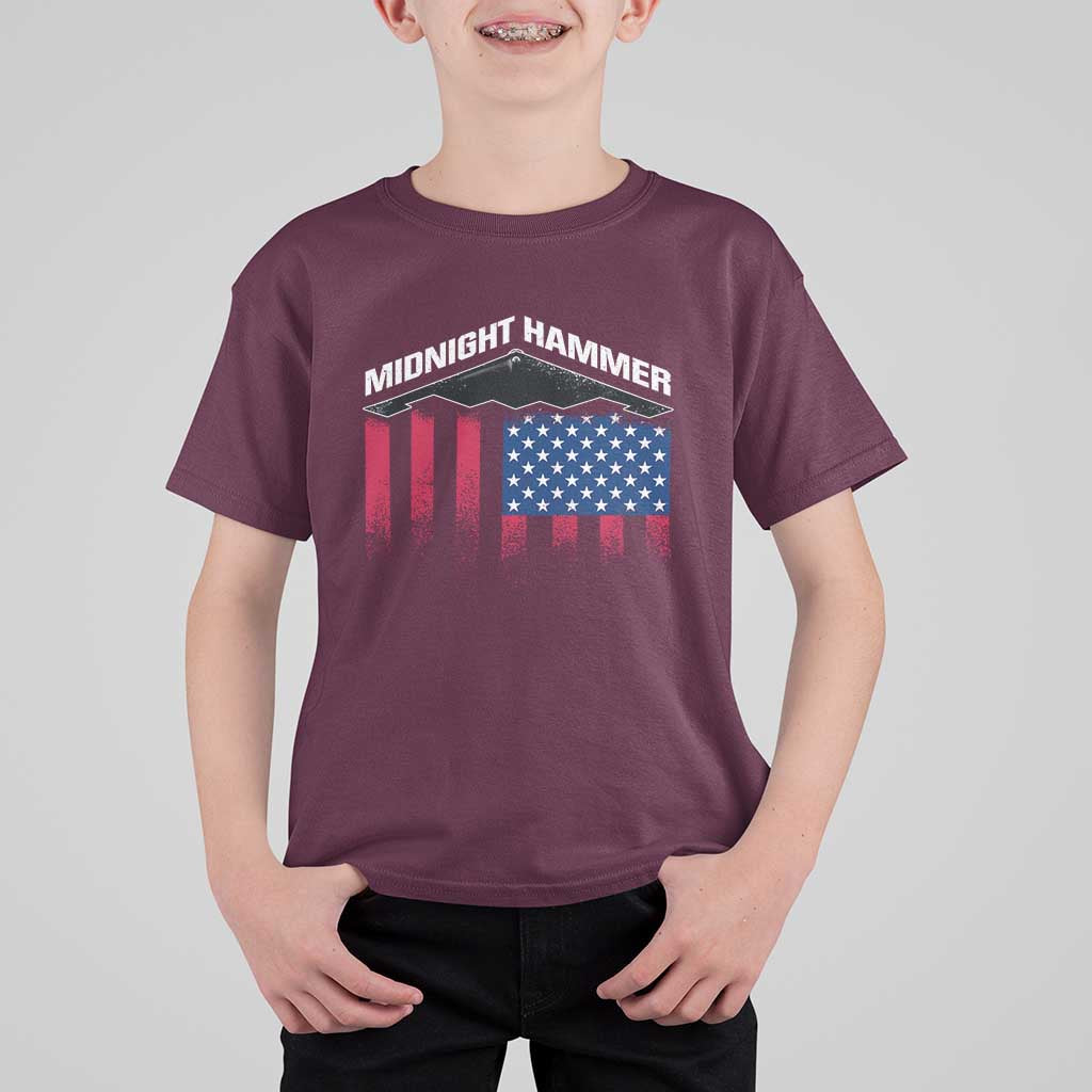 Operation Midnight Hammer T Shirt For Kid Tactical Warfare Jets Bombers Military American Flag