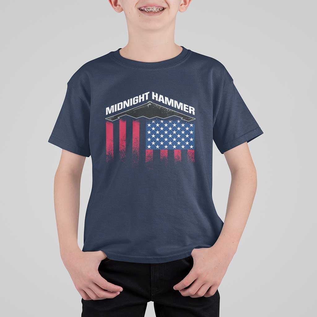 Operation Midnight Hammer T Shirt For Kid Tactical Warfare Jets Bombers Military American Flag